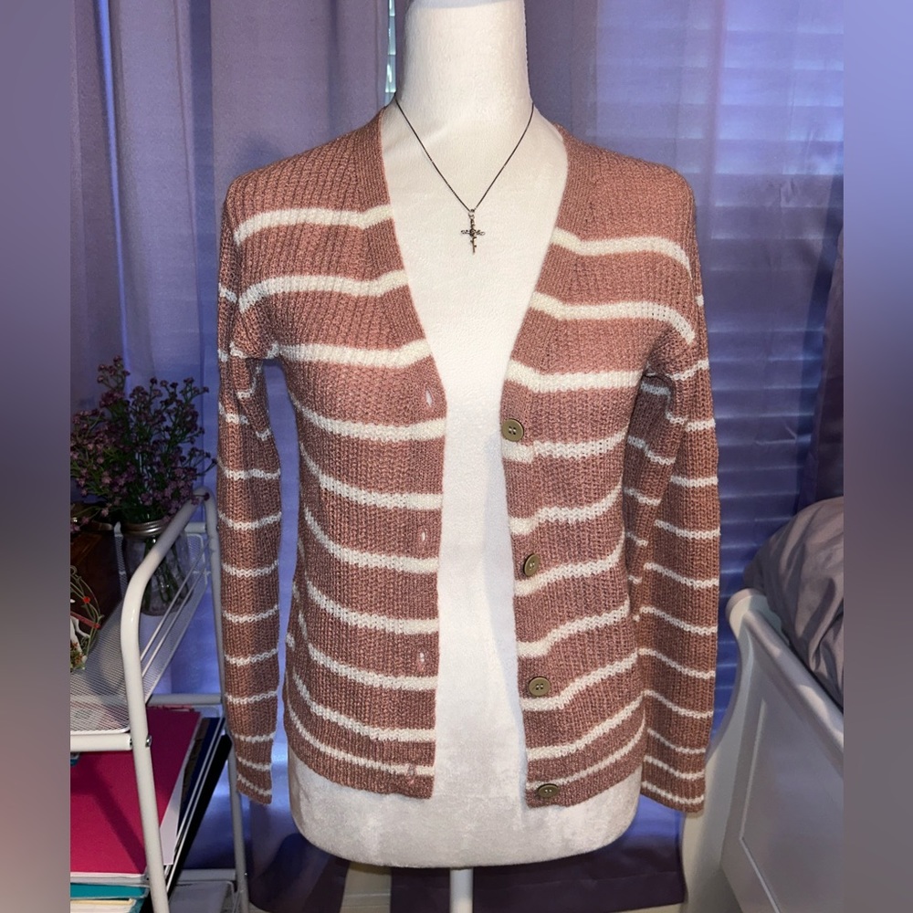 Aster light pink striped sweater V-Neck Size XS